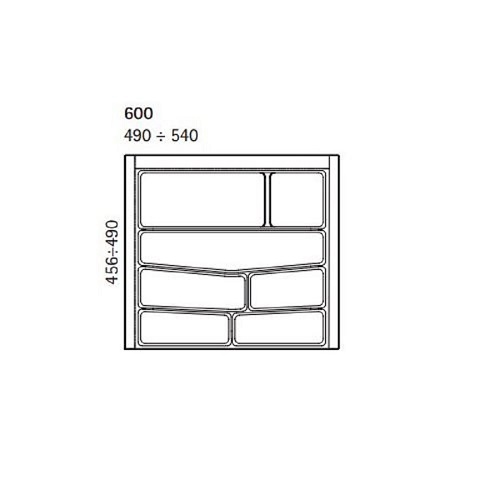 Лоток для столових приборів 540х490мм, ГРАФІТ (матовий) - Зображення 2